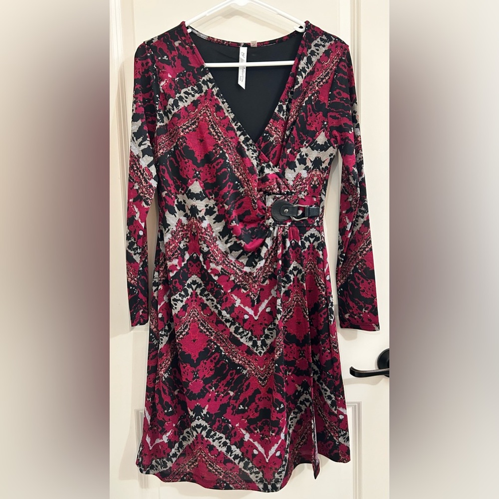 NY Collection Petite Faux Wrap ¾ sleeve dress sz PM